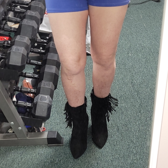 Ladies JustFab suede side tassels & zipper, black size 8.5 - Picture 12 of 15